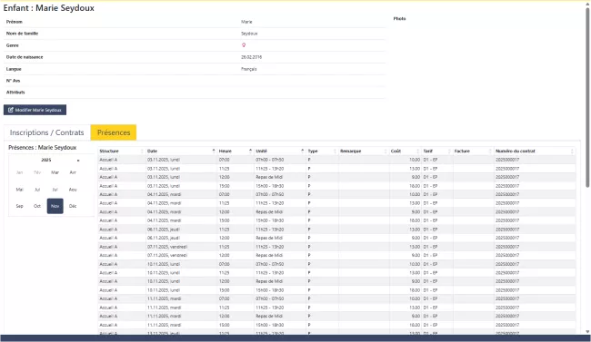 Guichet - Présences enfants