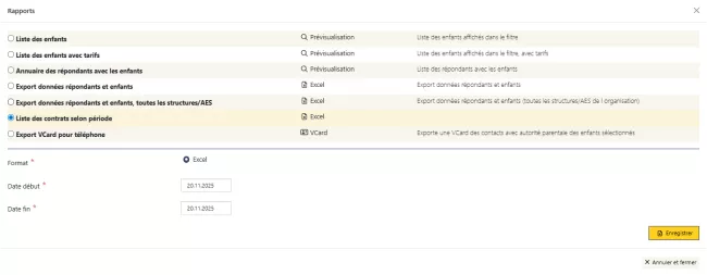 Rapports pour les enfants